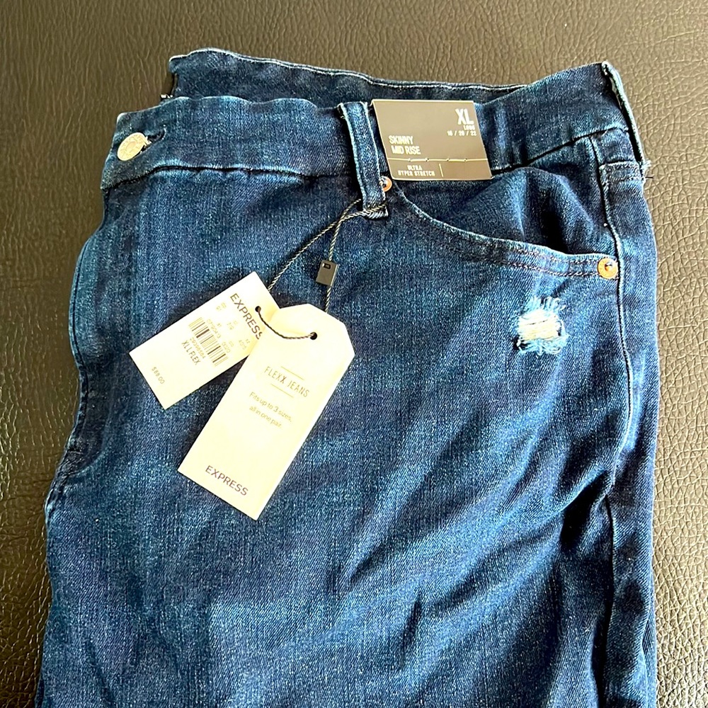 Express Distressed Skinny Jeans- XL Long